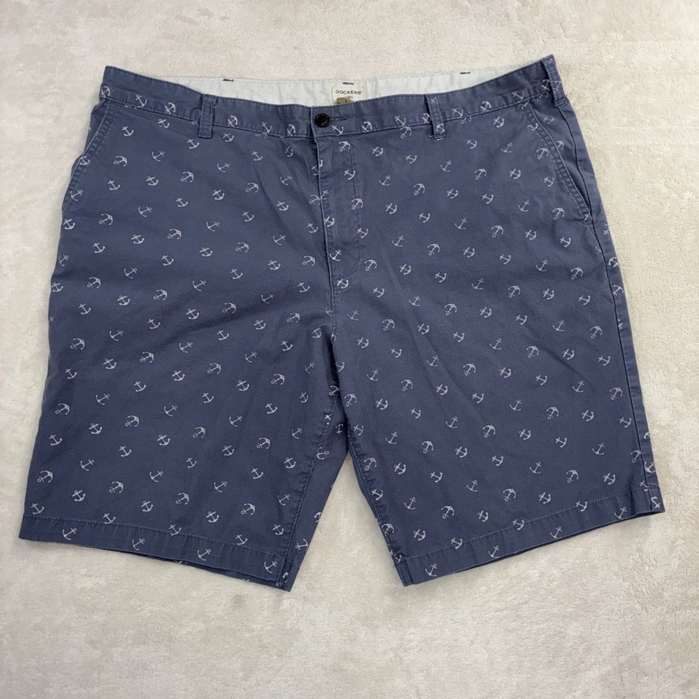 Docker's Men's Golf Shorts 42 W Gray W/anchor Print 10" Inseam